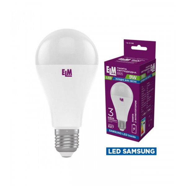 Лампа світлодіодна з акумулятором ELM B65 9W E27 4000K (18-0196)