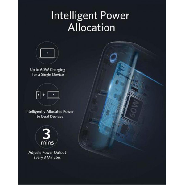 Мережевий зарядний пристрій Anker PowerPort Atom III Duo White, 60W, 2хUSB Type-C (A2629H21)
