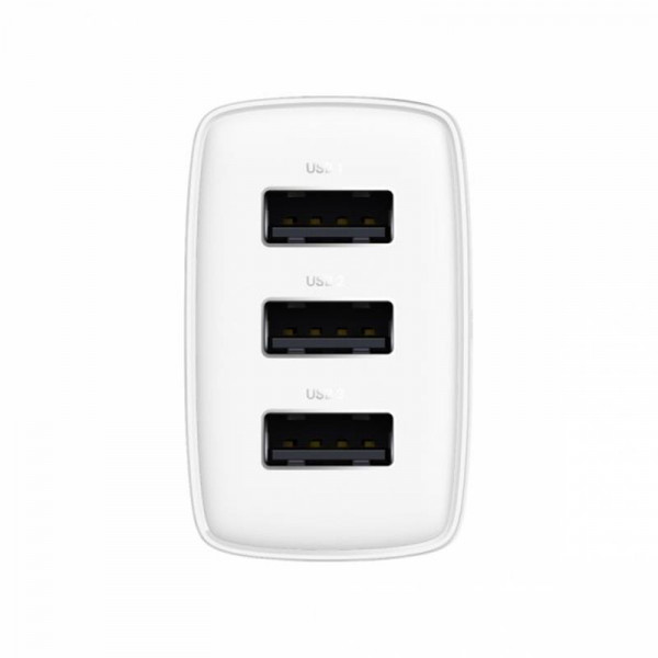 Мережевий зарядний пристрій Baseus Compact (3USB, 3.4A) 17W White (CCXJ020102)