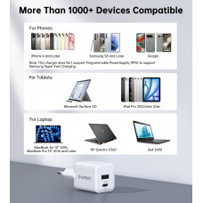 Мережевий зарядний пристрій Choetech (USB-C+USB-A) White (PD5012-EU-WH)