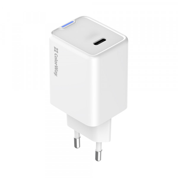 Мережевий зарядний пристрій ColorWay GaN Mini 45W PD Port PPS USB-C White (CW-CHS057PD-WT)