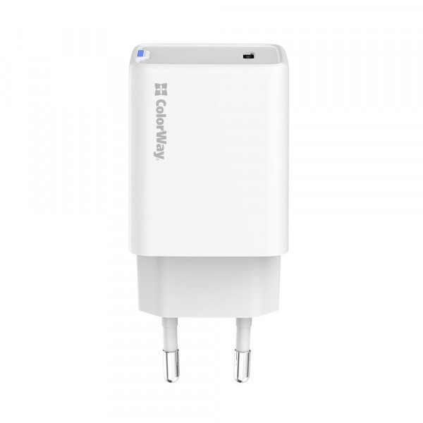 Мережевий зарядний пристрій ColorWay GaN Mini 45W PD Port PPS USB-C White (CW-CHS057PD-WT)