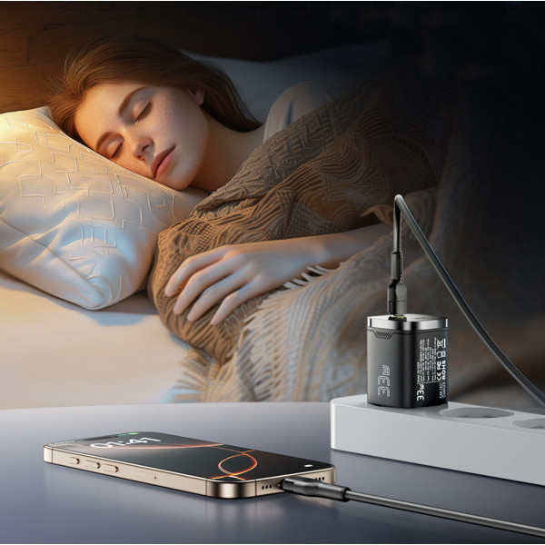 Мережевий зарядний пристрій Essager Gamet 33W GaN Digital Display A+C Black (ECT33W-GMB01-Z)