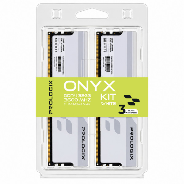 Модуль пам`ятi DDR4 2x16GB/3600 Prologix Onyx White (PRO32GB3600YW4K)