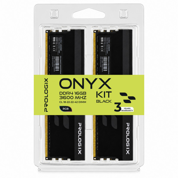 Модуль пам`ятi DDR4 2x8GB/3600 Prologix Onyx Black RGB (PRO16GB3600YBR4K)