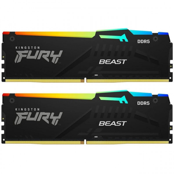 Модуль пам`ятi DDR5 16GB/6000 Kingston Fury Beast RGB Expo Black (KF560C30BBEAK2-16)