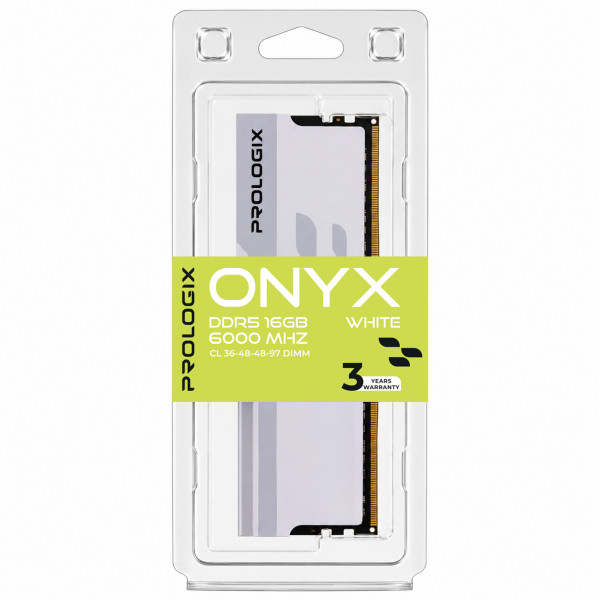 Модуль пам`ятi DDR5 16GB/6000 Prologix Onyx White (PRO16GB6000YW5)