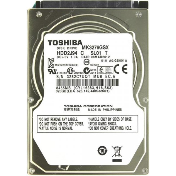 Накопичувач HDD 2.5" SATA 320GB Toshiba 5400rpm 8MB (MK3276GSX) гар. 12 мiс. Refurbished