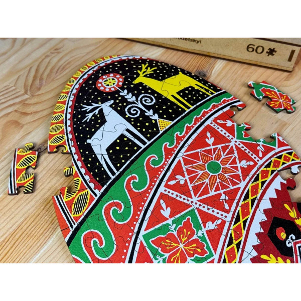 Пазл дерев`яний UkrainianPuzzles Писанка у візерунках Тараса Городецького