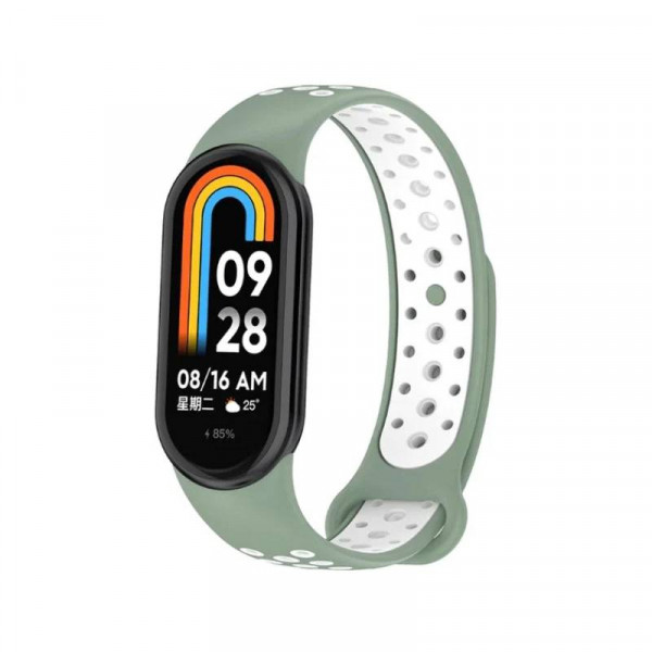 Ремінець BeCover Vents Style для Xiaomi Mi Smart Band 9 Pine Green White (711988)