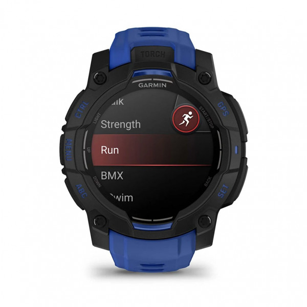 Смарт-годинник Garmin Instinct 3 45mm AMOLED Black with Bolt Blue/Black Silicone (010-02936-43)