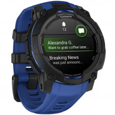 Смарт-годинник Garmin Instinct 3 45mm AMOLED Black with Bolt Blue/Black Silicone Band (010-02936-03)