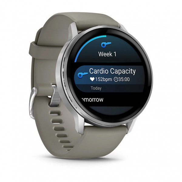 Смарт-годинник Garmin Venu 4 45mm Silver Bezel with Silver Gray Silicone Band (010-03014-01)