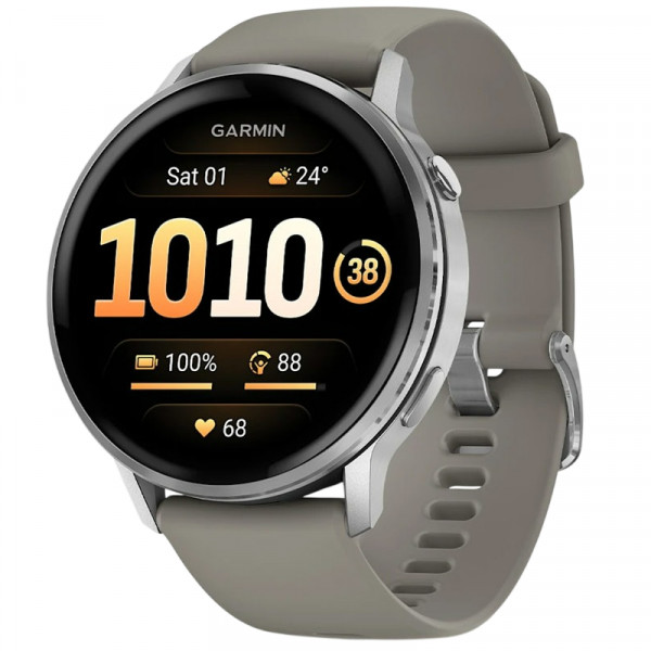 Смарт-годинник Garmin Venu 4 45mm Silver Bezel with Silver Gray Silicone Band (010-03014-01)