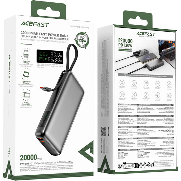 Універсальна мобільна батарея Acefast M22 20000mAh 130W Black (6974316283904)