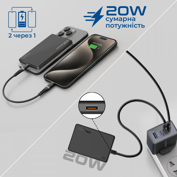 Універсальна мобільна батарея Promate Blade-5 5000mAh 20W Black (blade-5.black)