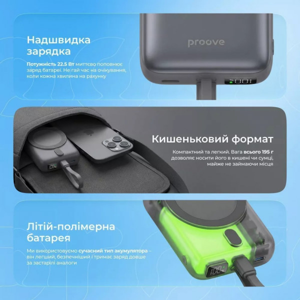 Універсальна мобільна батарея Proove Neutron 22.5W 10000mAh Purple (PBNE22022209)