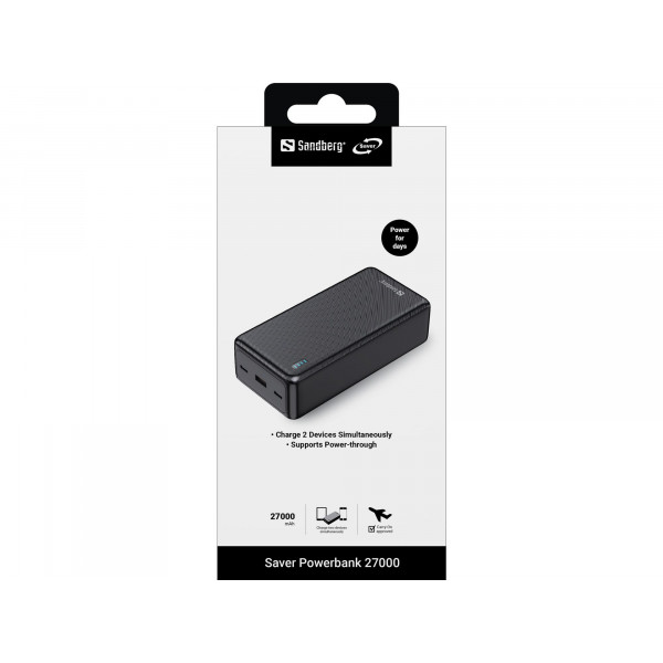 Універсальна мобільна батарея Sandberg Saver Powerbank 27000mAh Black (320-43)