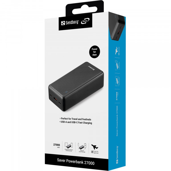 Універсальна мобільна батарея Sandberg Saver Powerbank 27000mAh Black (320-43)