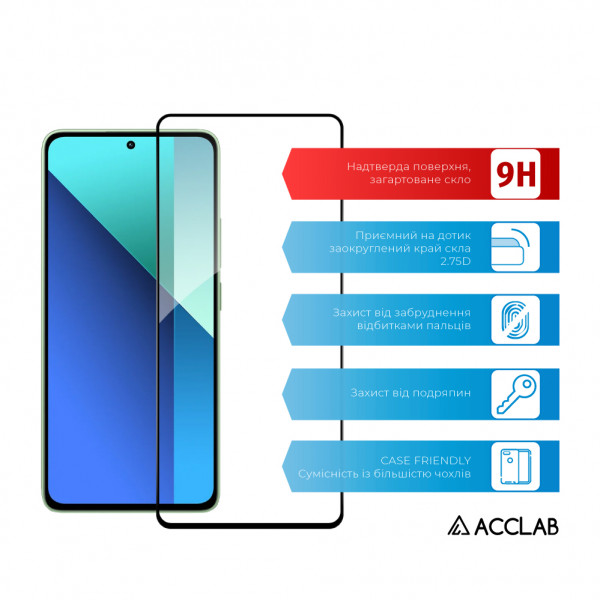 Захисне скло ACCLAB Full Glue для Xiaomi Redmi Note 13 4G Black (1283126583704)