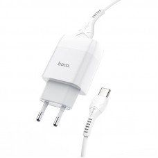 Зарядний пристрій Hoco C72A Glorious (1USB, 2.1А) White (6931474713018) + кабель Type-C