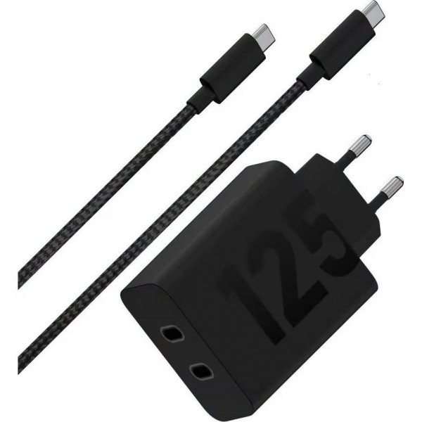 Зарядний пристрій Motorola 125W Black + кабель Type-C (PG38C06632)