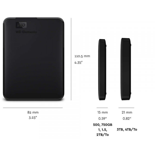 Зовнішній жорсткий диск 2.5" USB 5.0TB WD Elements Portable Black (WDBU6Y0050BBK-WESN)_Bulk