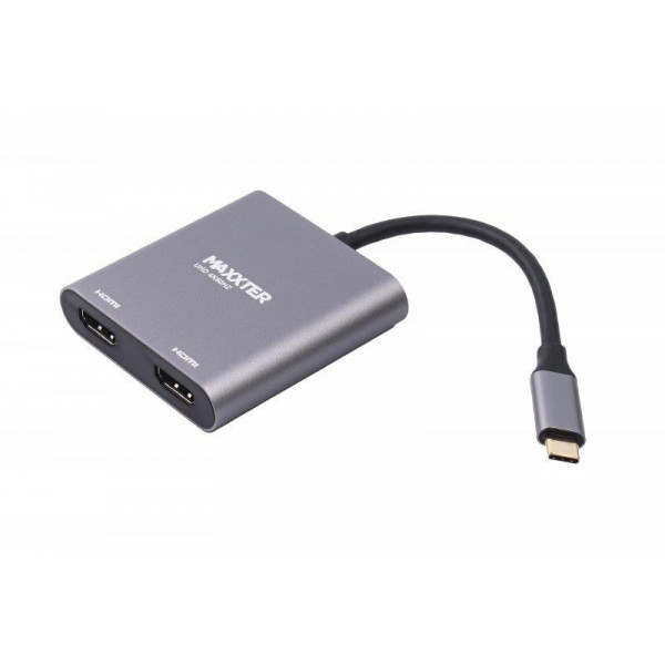 Адаптер-перехідник Maxxter 2хHDMI - USB Type-C V 2.0 (F/M), 0.1 м, Grey (V-CM-2HDMI)