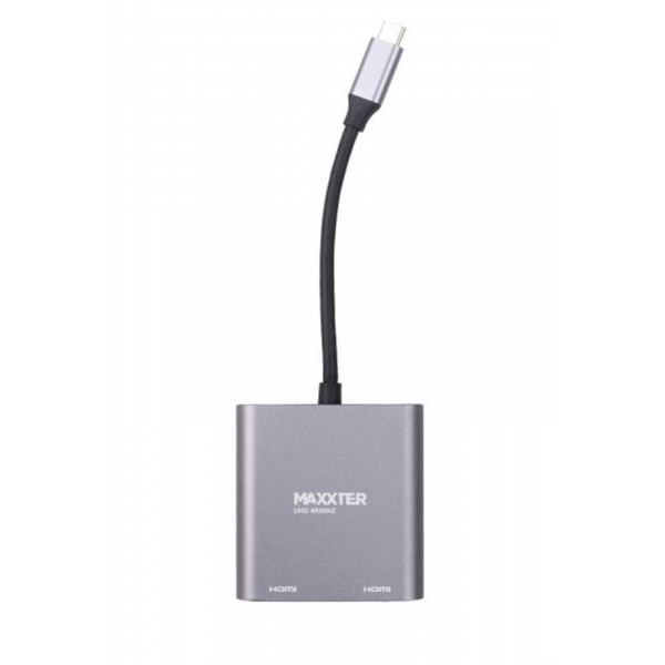 Адаптер-перехідник Maxxter 2хHDMI - USB Type-C V 2.0 (F/M), 0.1 м, Grey (V-CM-2HDMI)