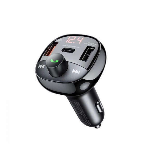 Автомобільний зарядний пристрій + FM ресівер Remax Lodi Series 2xUSB + Type-C 54.5W Black (RCC331)