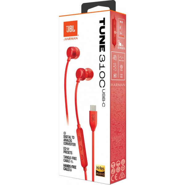 Гарнітура JBL Tune 310C Red (JBLT310CRED)
