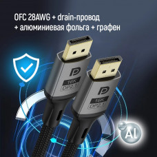 Кабель ColorWay DisplayPort-DisplayPort V2.1 16K 1.5м, Black (CW-CBDP091-BK)