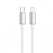 Кабель ColorWay USB Type-C - Lightning (M/M), zinc alloy braided, 3А, 1 м, White (CW-CBPDCL098-WT)