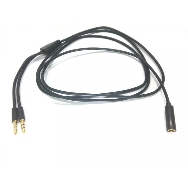 Кабель PowerPlant (DV00DV4057) 2х3.5mm(M)-3.5mm(F), 1.5м, Black