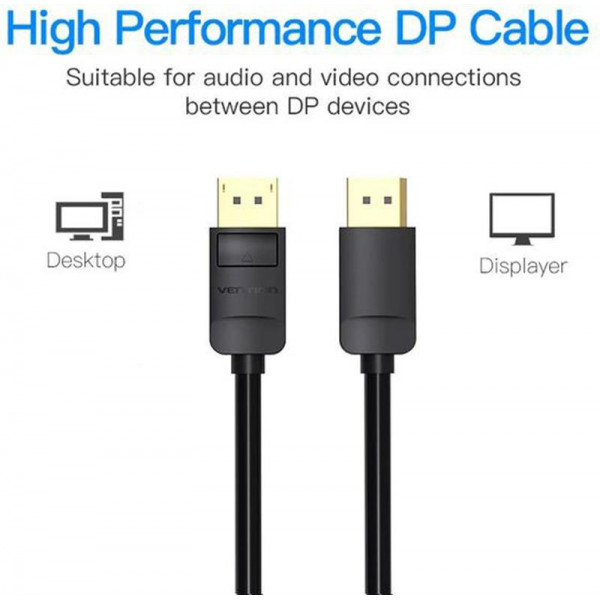 Кабель Vention DisplayPort - DisplayPort V1.2 (M/M), 3 м, Black (HACBI)