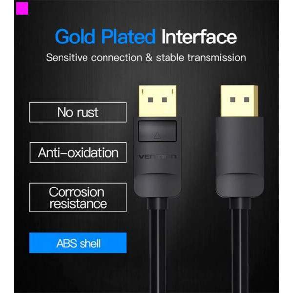 Кабель Vention DisplayPort - DisplayPort V1.2 (M/M), 3 м, Black (HACBI)