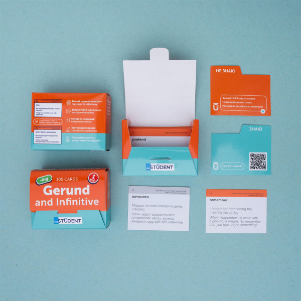 Картки для вивчення англійської мови English Student. Gerund and Infinitive vol.1