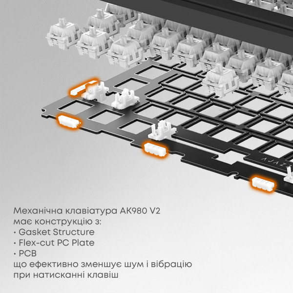 Клавіатура бездротова Ajazz AK980 V2 Maillard Switch White (AK980-V2-M-PWB)