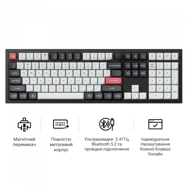 Клавіатура бездротова Keychron Q6 HE Magnetic Switch Black RGB (Q6H-M1-UA)