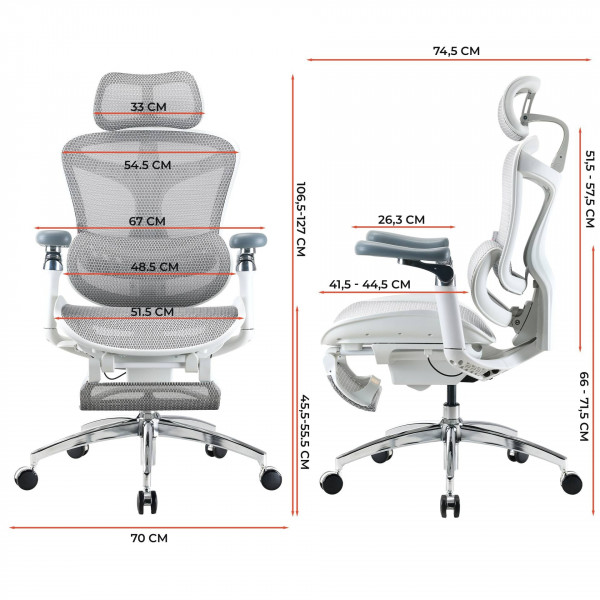 Крісло офісне Sihoo Doro C300 Pro Mesh White with footrest (Doro-C300-Pro-M102-JT)