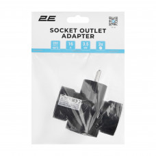 Мережевий адаптер 2E 3xТип F, 16A, чорний (2E-AD0103BK)