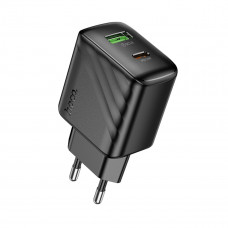Мережевий зарядний пристрій Hoco CS25A 1USB-C/1USB PD/QC 20W Black (6942007639781)