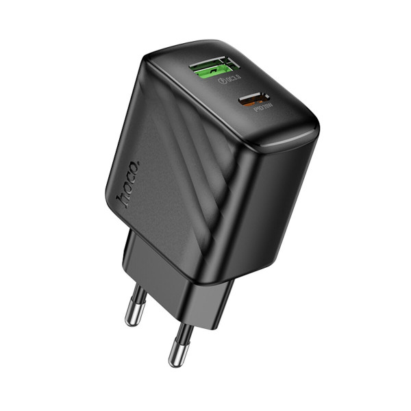 Мережевий зарядний пристрій Hoco CS25A 1USB-C/1USB PD/QC 20W Black (6942007639781)