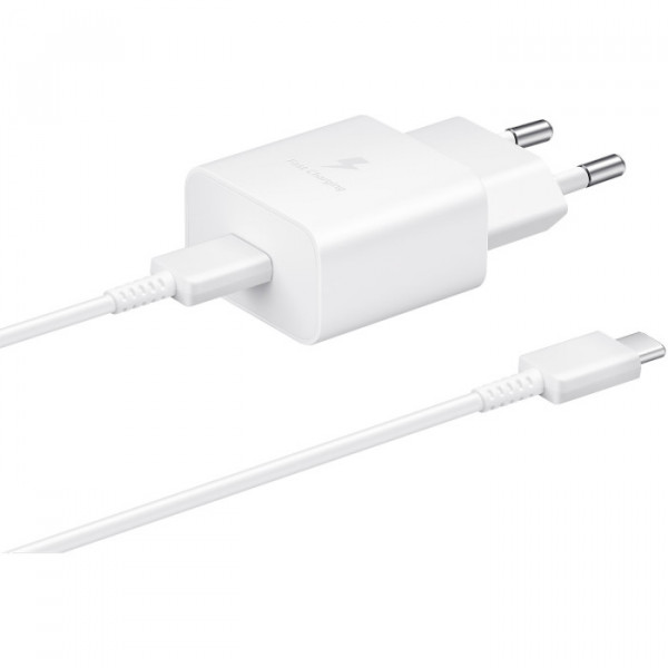 Мережевий зарядний пристрій Samsung EP-T1510X White, 1хUSB Type-C, 15W + кабель USB Type-C (EP-T1510XWEGEU)