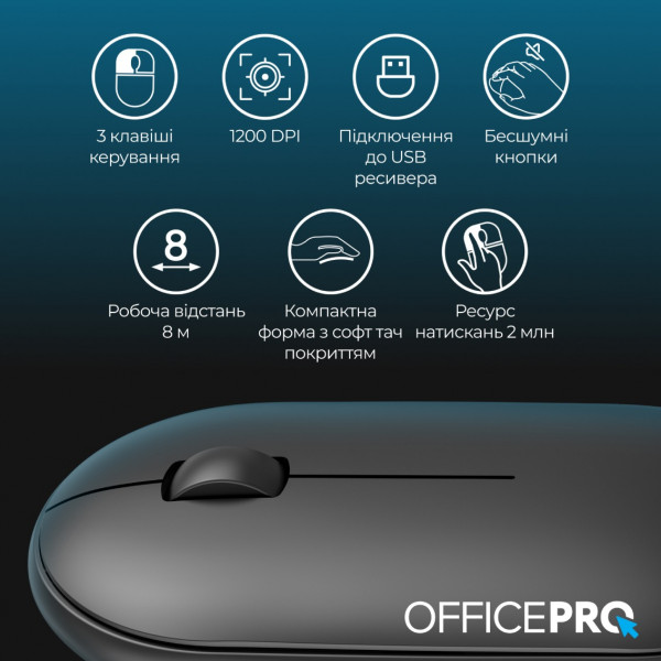 Миша бездротова OfficePro M185B Silent Click Wireless Black