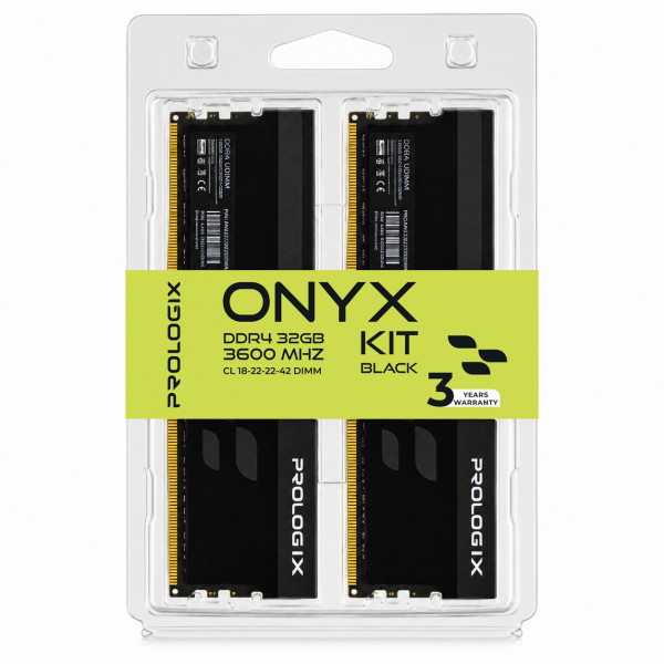 Модуль пам`ятi DDR4 2x16GB/3600 Prologix Onyx Black (PRO32GB3600YB4K)