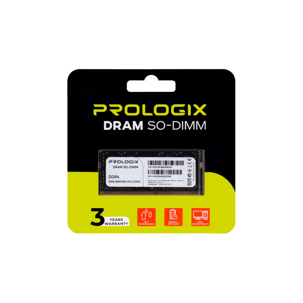 Модуль пам`ятi SO-DIMM 16GB/2666 DDR4 Prologix (PRO16GB2666D4S)