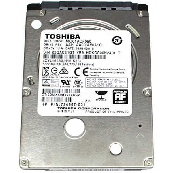Накопичувач HDD 2.5" SATA 500GB Toshiba 7200rpm 16MB (MQ01ACF050) Ref