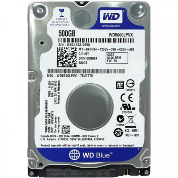 Накопичувач HDD 2.5" SATA 500GB WD, 8Mb, 5400rpm (WD5000LPVX) Refurbished