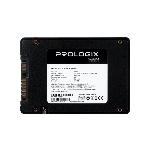 Накопичувач SSD 120GB Prologix S320 2.5" SATAIII TLC (PRO120GS320)_Bulk